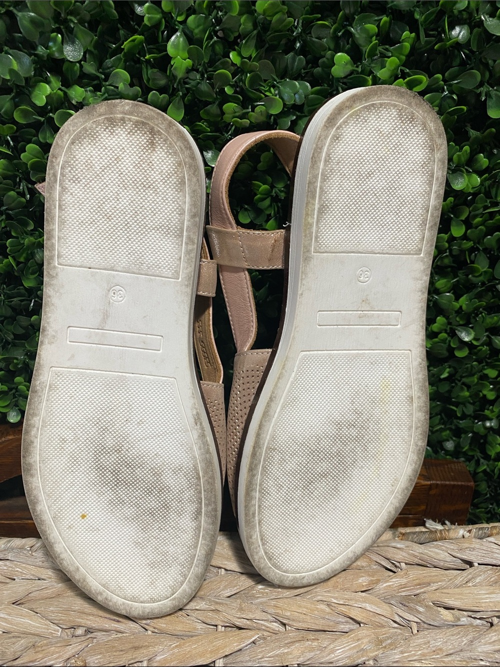 Women's Rose Gold Perforated Slingback Sandals - Picture 3 of 8